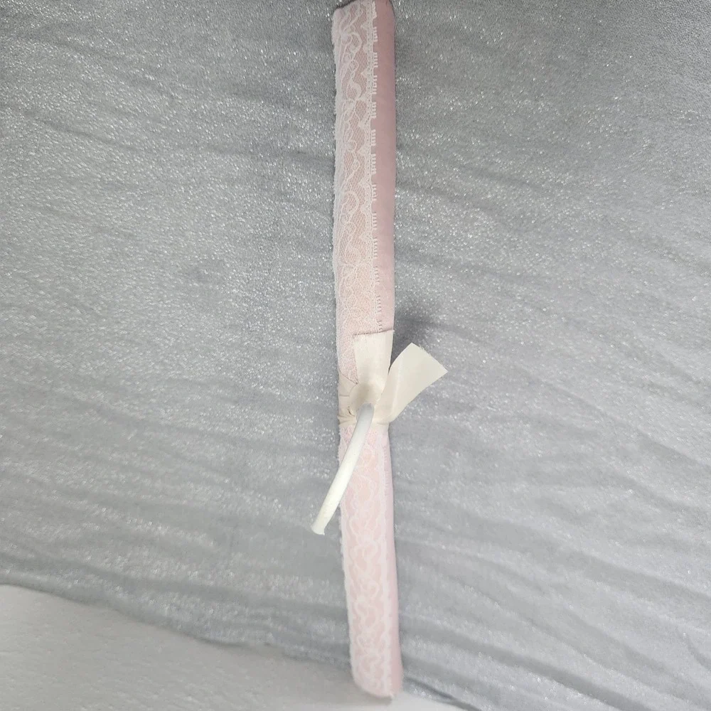 Set of 2 Vintage Style Padded Hangers Lavender Crochet & Pink Satin Lace padded